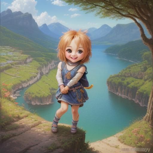 Amazing Detailed Adorable Happy Cute Chibi Character, with D...