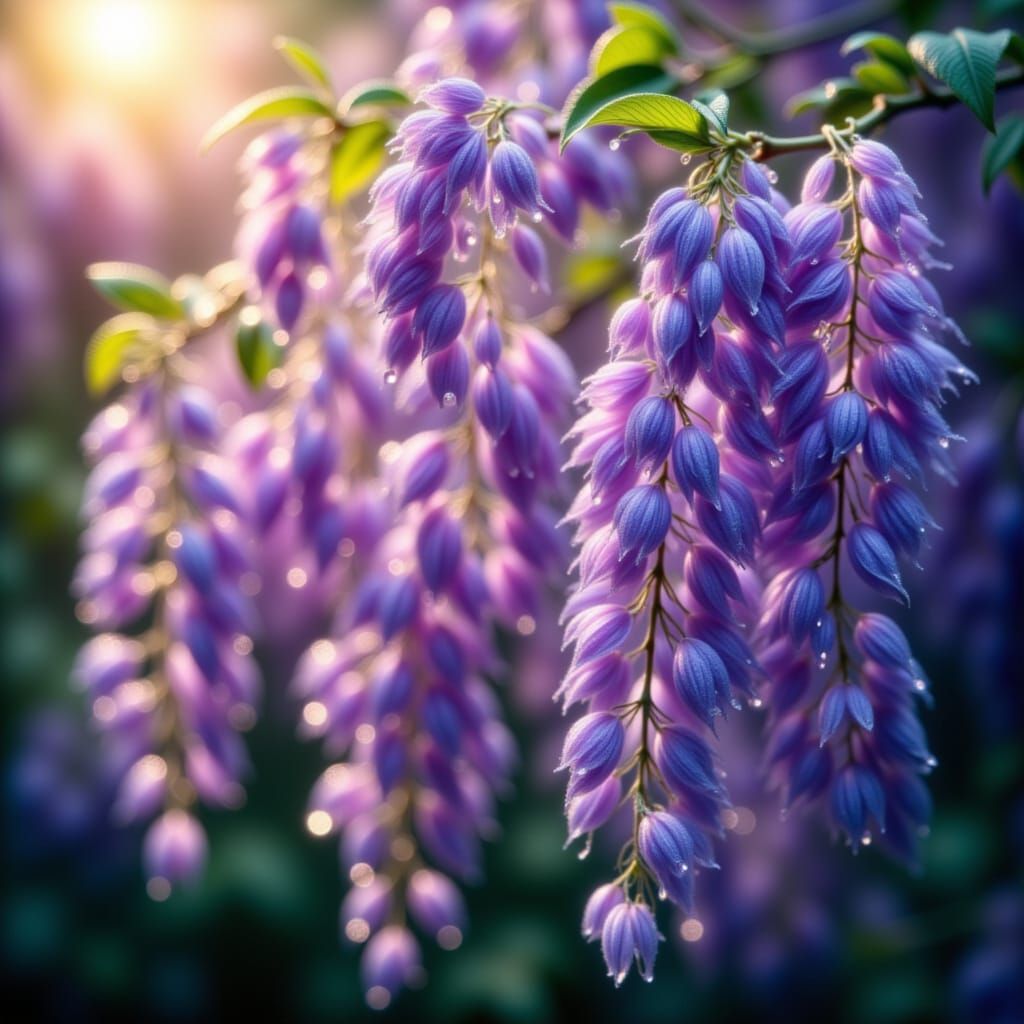 Morning dew wisteria up close <lora:Morning Dew Flowers:1.0>