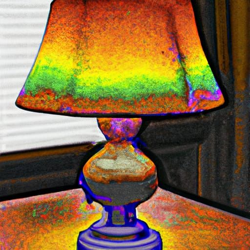 Tiffany lamp with colors in the glass shade, color gradient