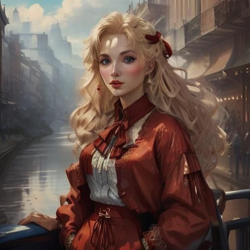 <lora:Portrait of woman:1.0> pretty woman , blonde hair, pretty face, red clothes, intricate details, hyperrealistic,  perfect composition,...