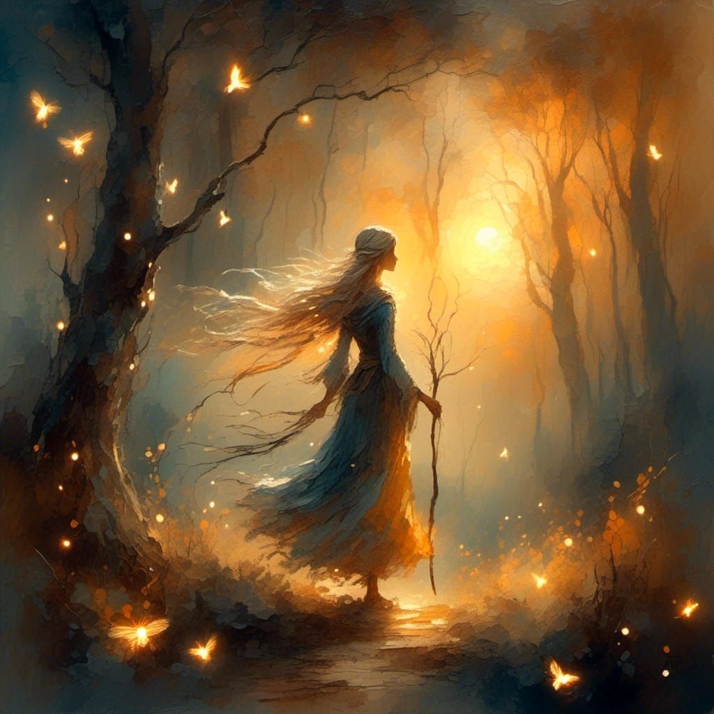  <lora:Thick paint:1.0> The light guides the way