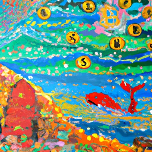 Mermaid Finds Sunken Bitcoin in Neo-Impressionist Painting