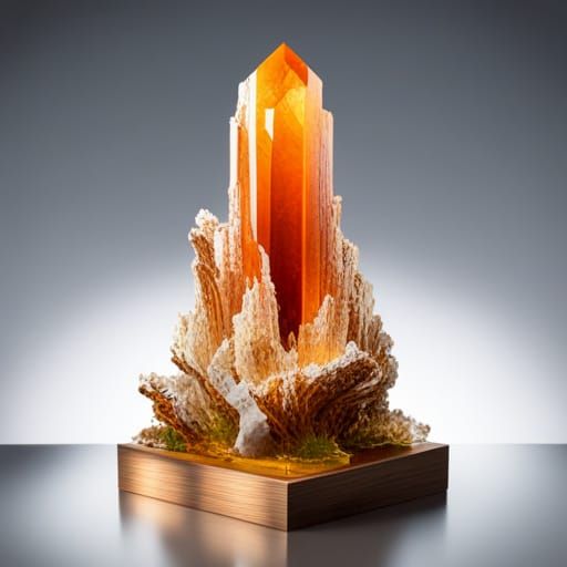 An intricate hyperdetailed very shiny orange crystal shard, ...