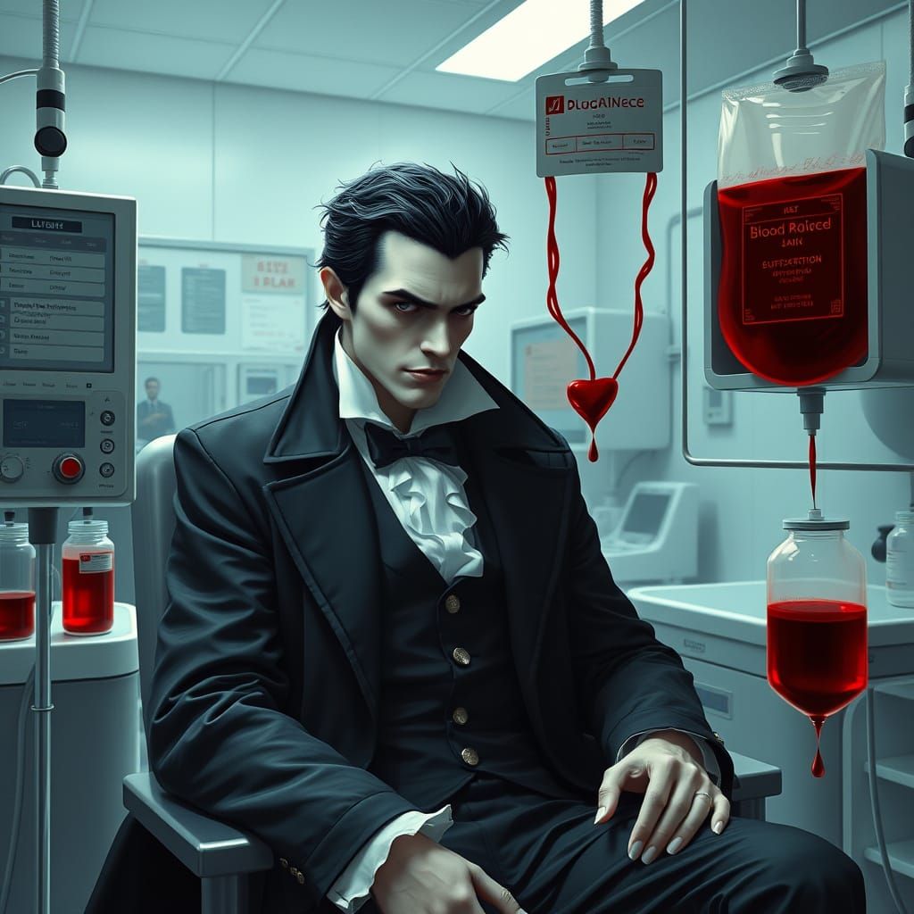 A Vampire Donating At The Blood Bank  by @ Jennifer