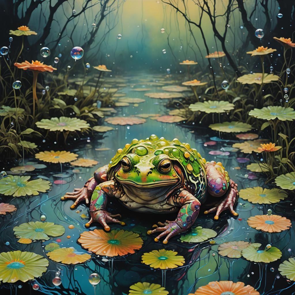 Paolo roversi acrylic pour psychedelic art majestic toad flu...