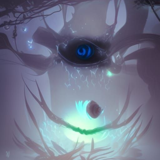 Gazing eye in the forest