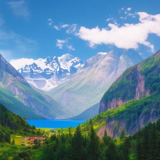 Alpine valley AI Generated Artwork NightCafe Creator