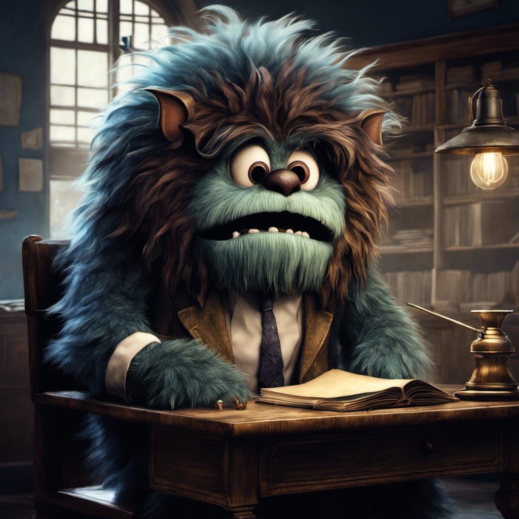 His face when the teacher called on him. (Monster's first day at school Daily Challenge)  by @Revenant_