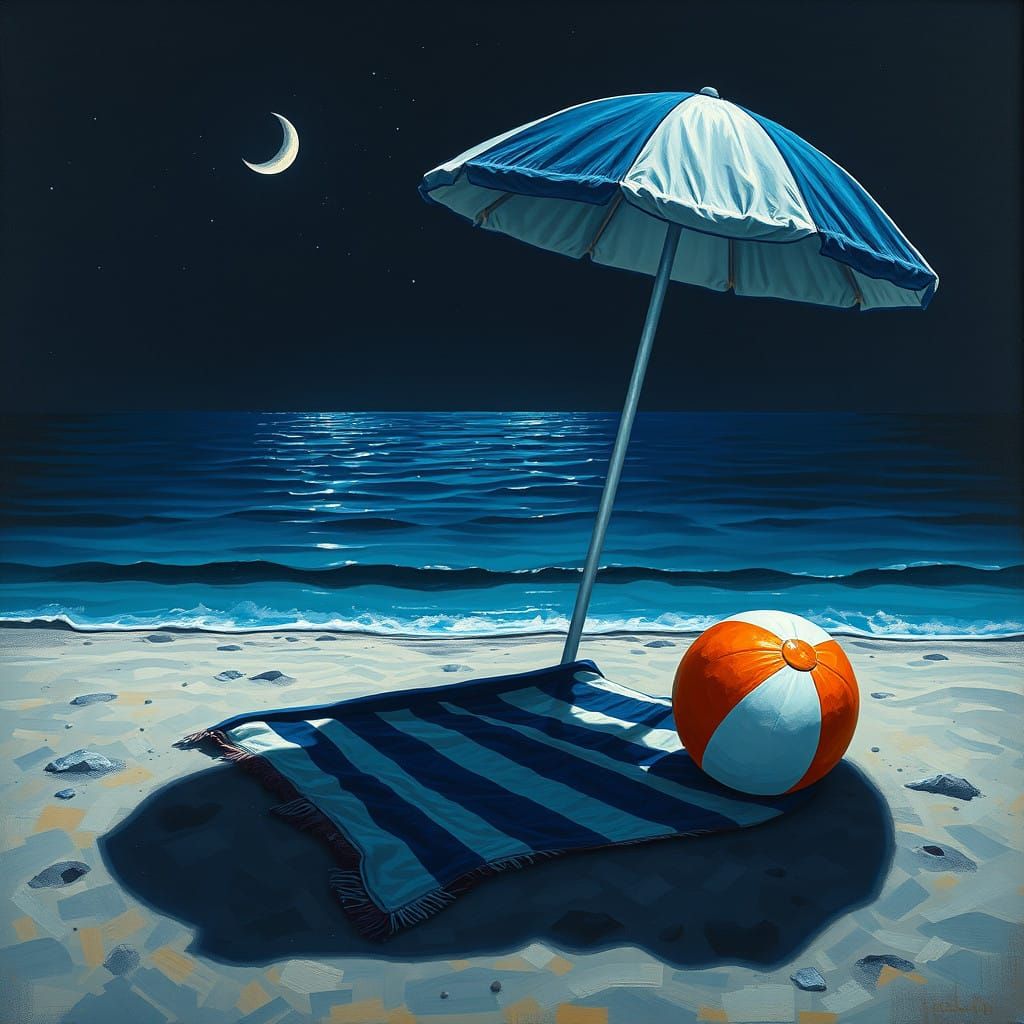 Surreal Beach Scene in a Haunting Cinematic Style