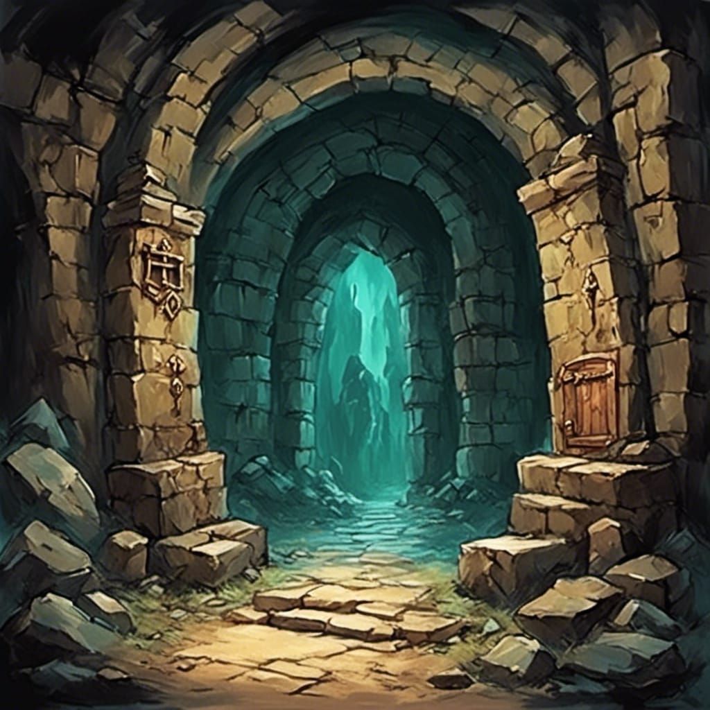 Entrance to a fantasy dungeon <lora:Dungeon Delver:1.0> 