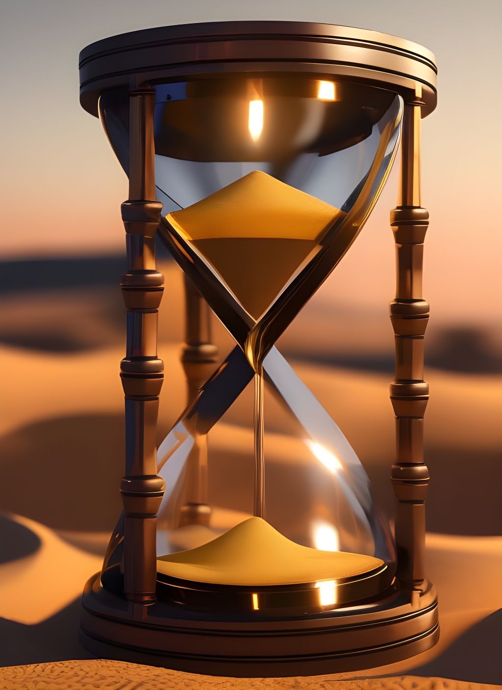 Fantasy Hourglass at Golden hour, tiny people in the hourgla...