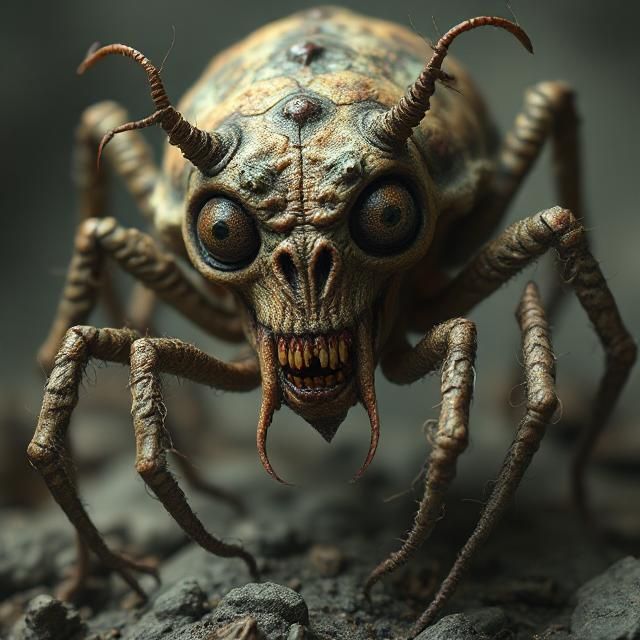 Scary horror creations of an evil parasitic dust mite lookin...