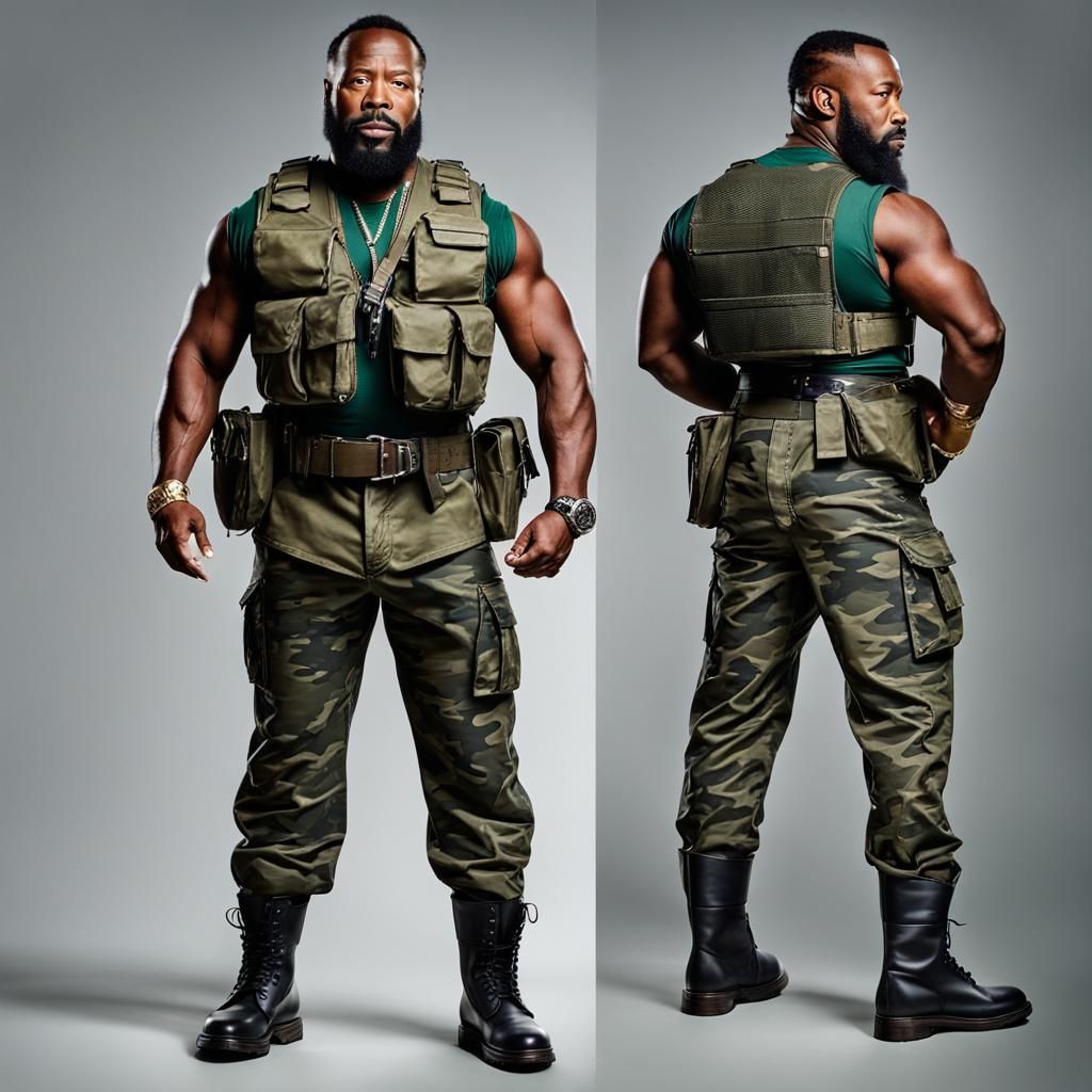 photo-realistic Mr. T as B.A. Barracus from the A-Team weari...