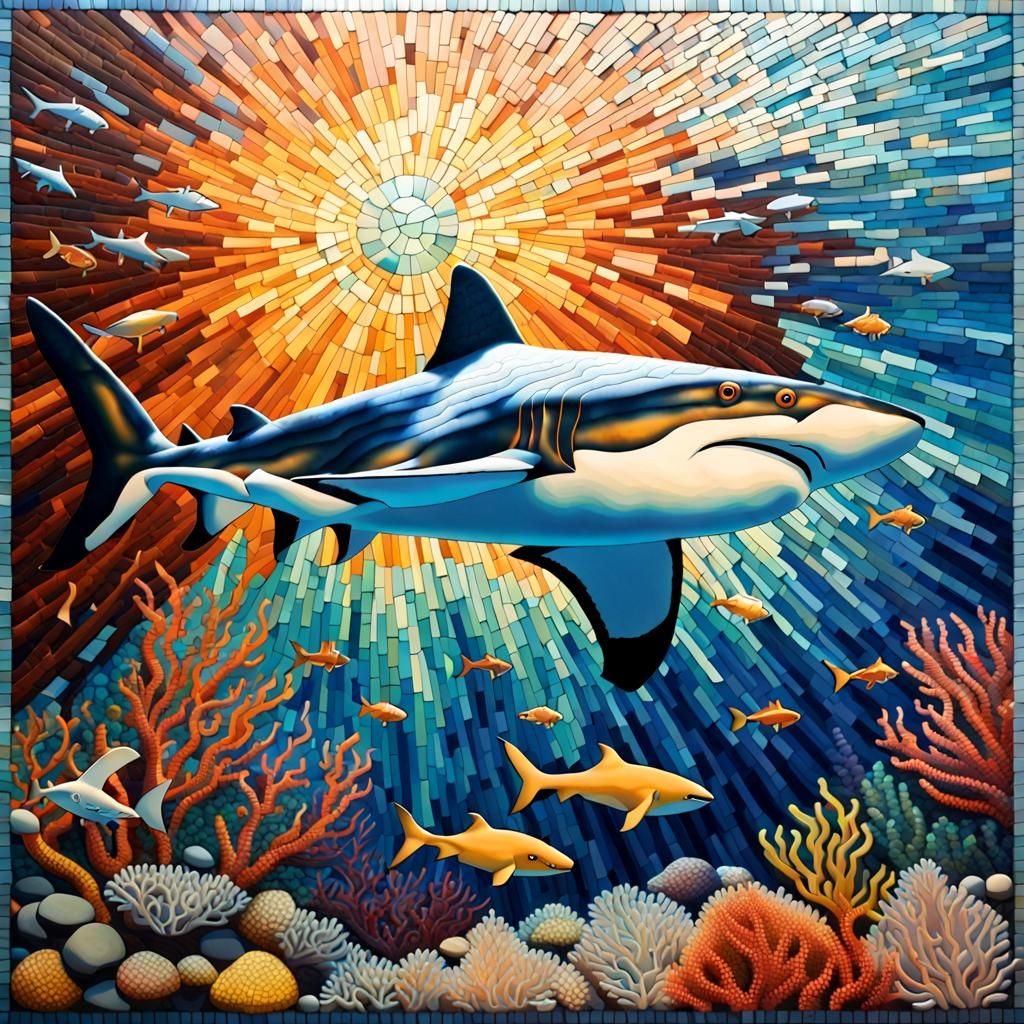 Mosaic Reef Shark - AI Generated Artwork - NightCafe Creator