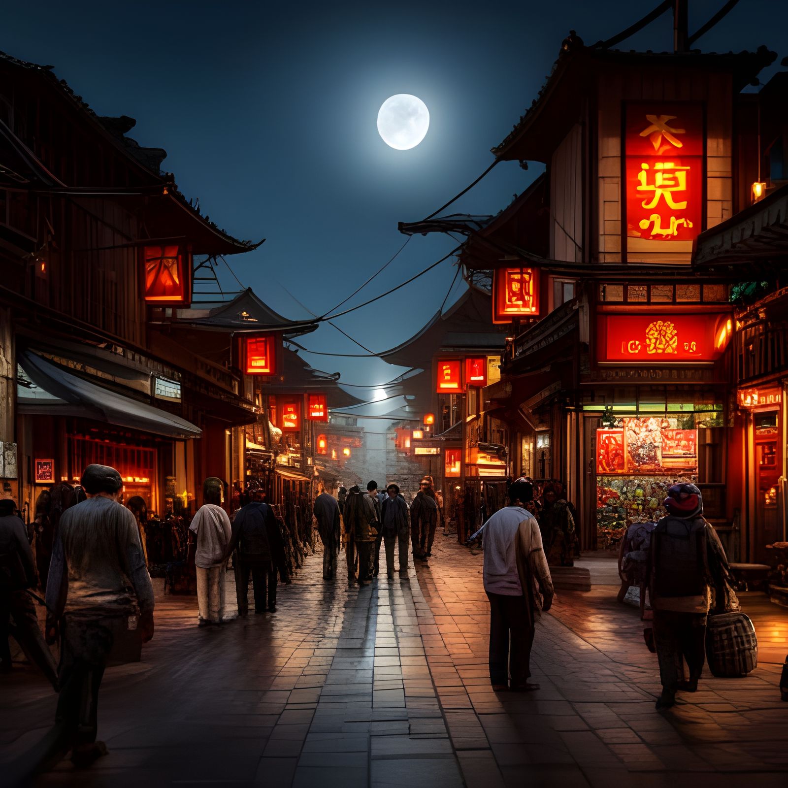 China town with crowd at night.  by @Jo Eplima