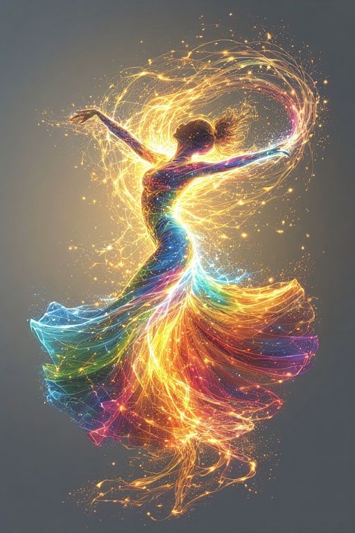 An abstract representation of a dancer's movement, captured ...