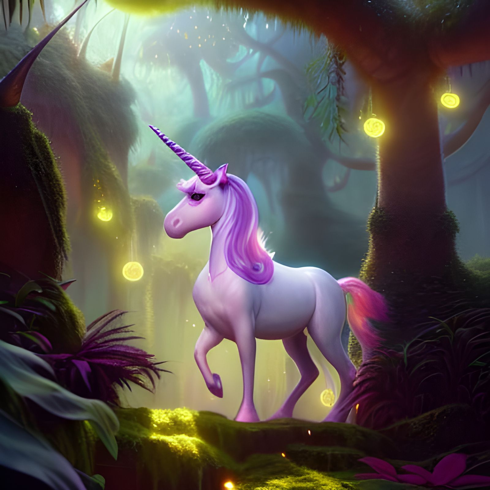 Magical unicorn in the jungle - AI Generated Artwork - NightCafe Creator