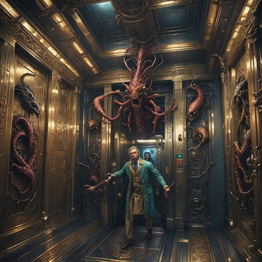 riding in the elevator