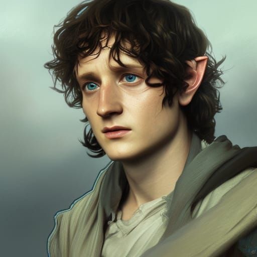 Frodo lord of the rings head and shoulders portrait, 8k resolution ...