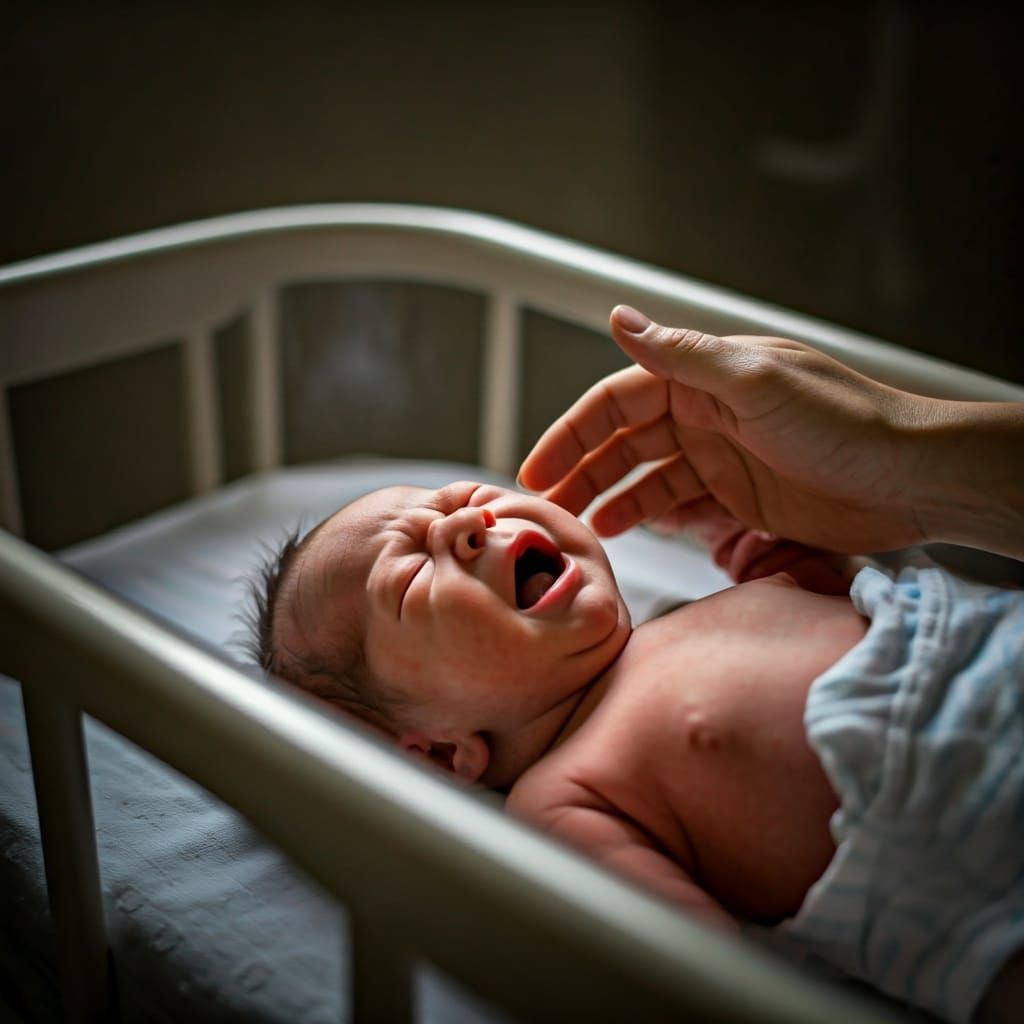 Newborn Baby's Distress: A Mother's Comforting Touch