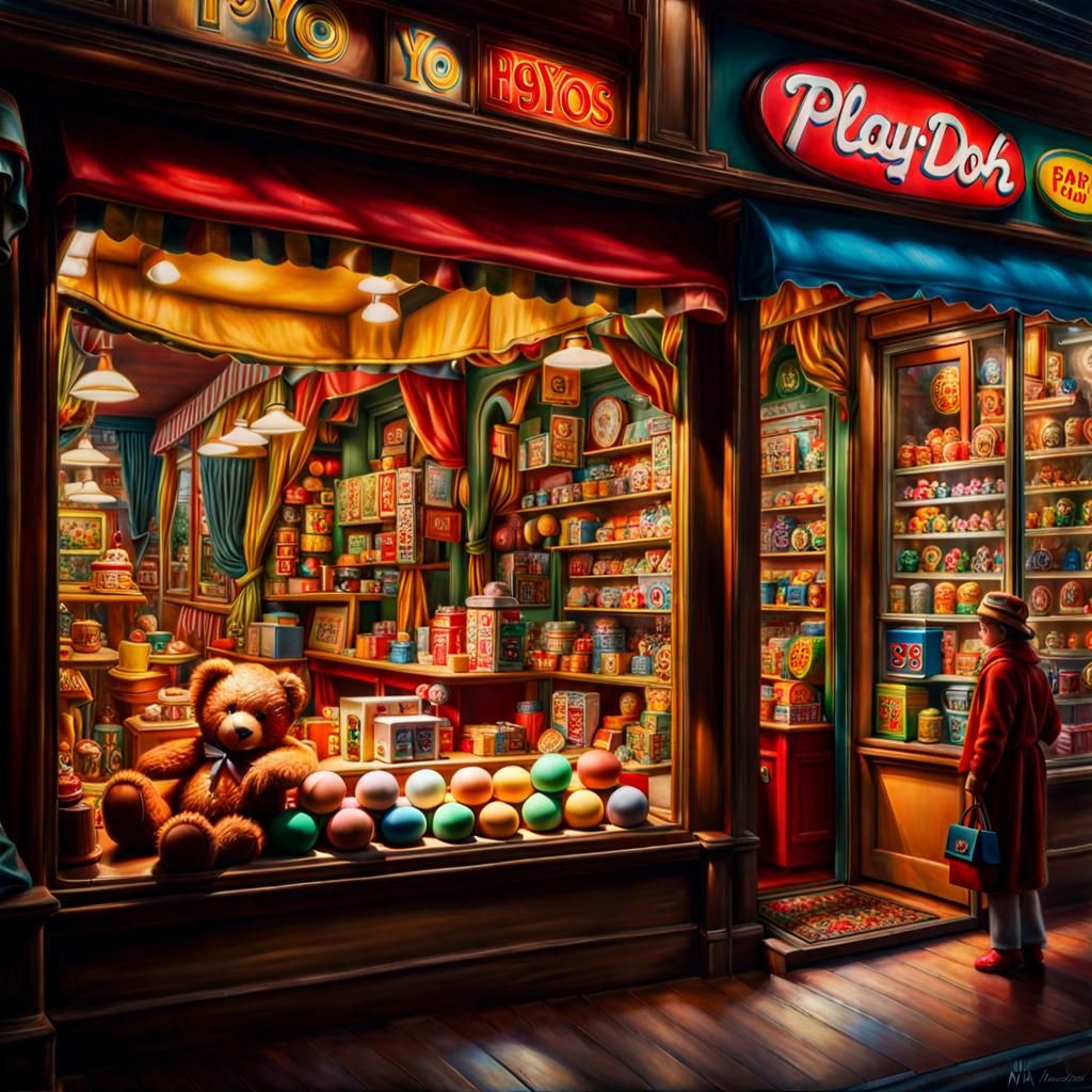 Vintage Toy Shop Window Display - AI Generated Artwork - NightCafe Creator