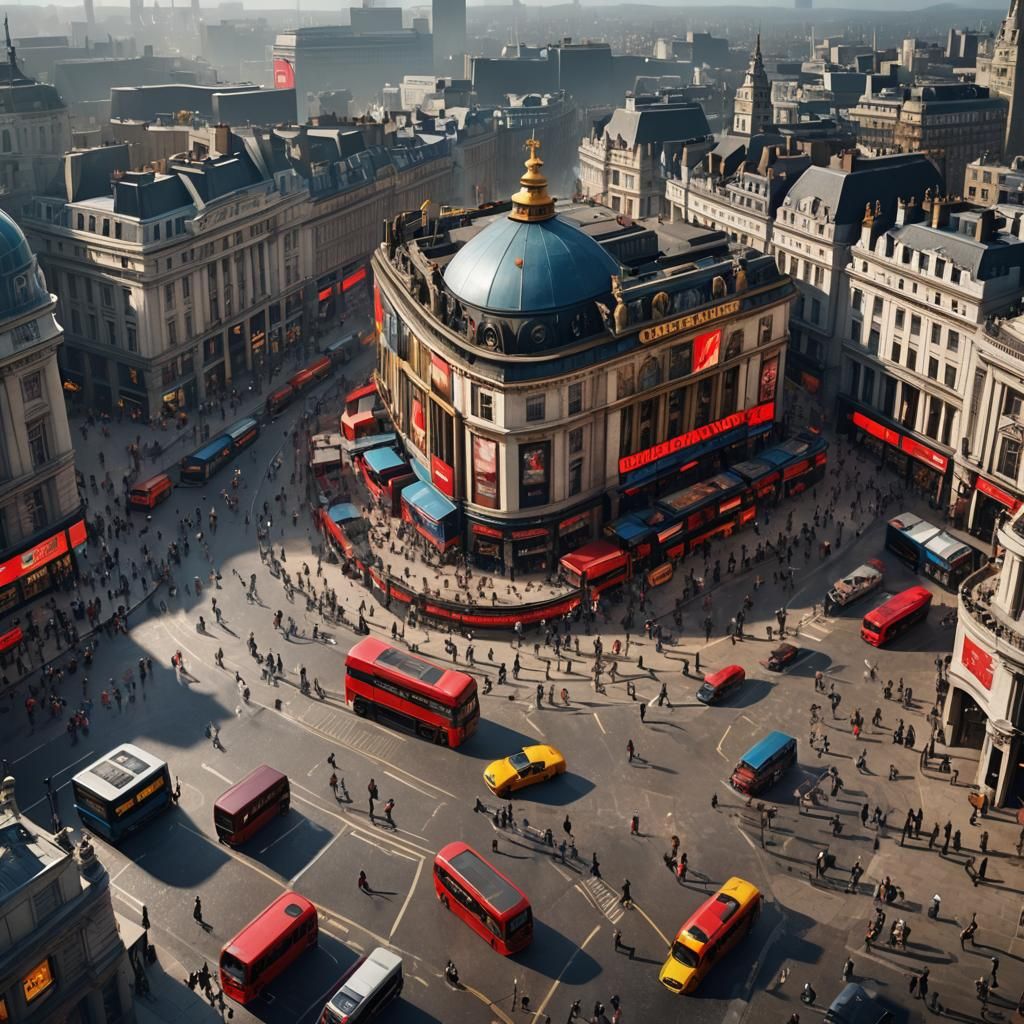 Beautiful and Lively Piccadilly Circus in London.