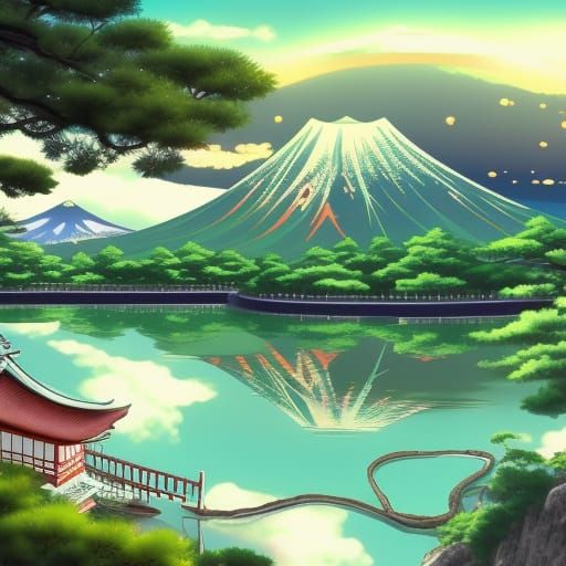 Beautiful Japanese Landscape 8 - Ai Generated Artwork - Nightcafe Creator