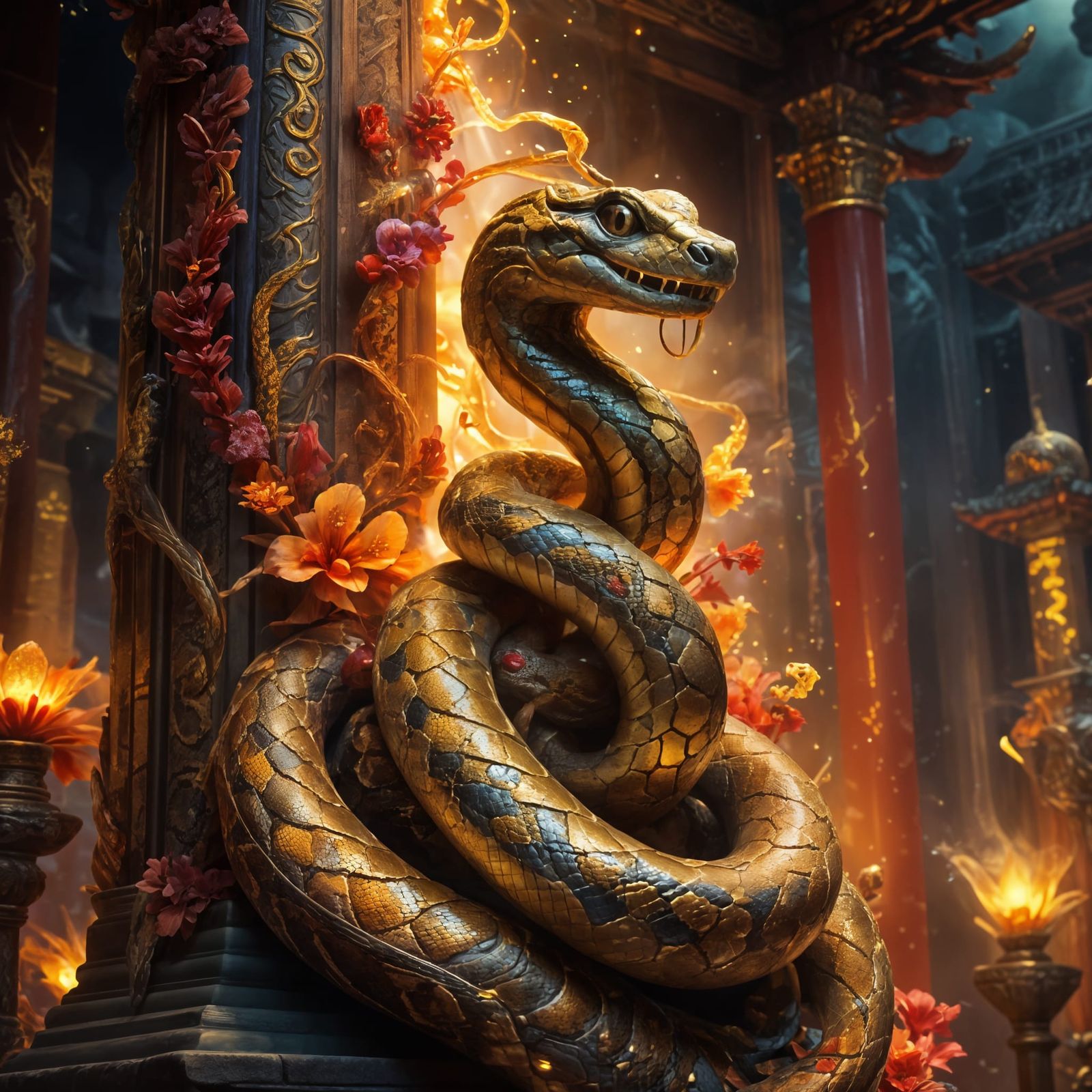 Golden Temple Snake  by @Soynuts