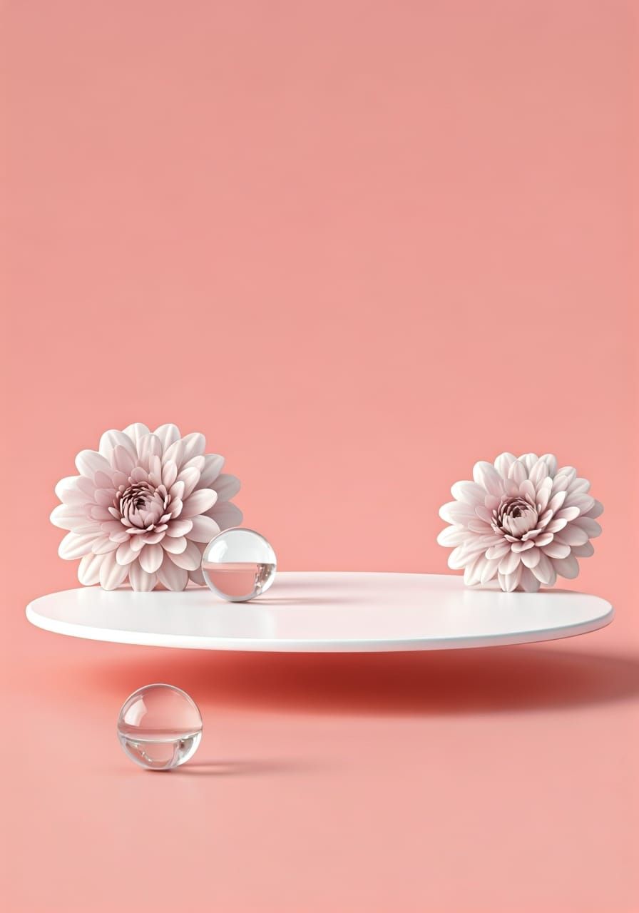 Elegant Pink Minimalist Background with Pastel Flowers