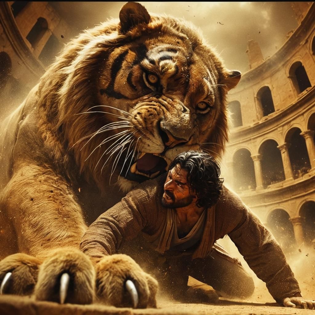 Ancient Arena Clash in Hyper-Realistic Digital Art