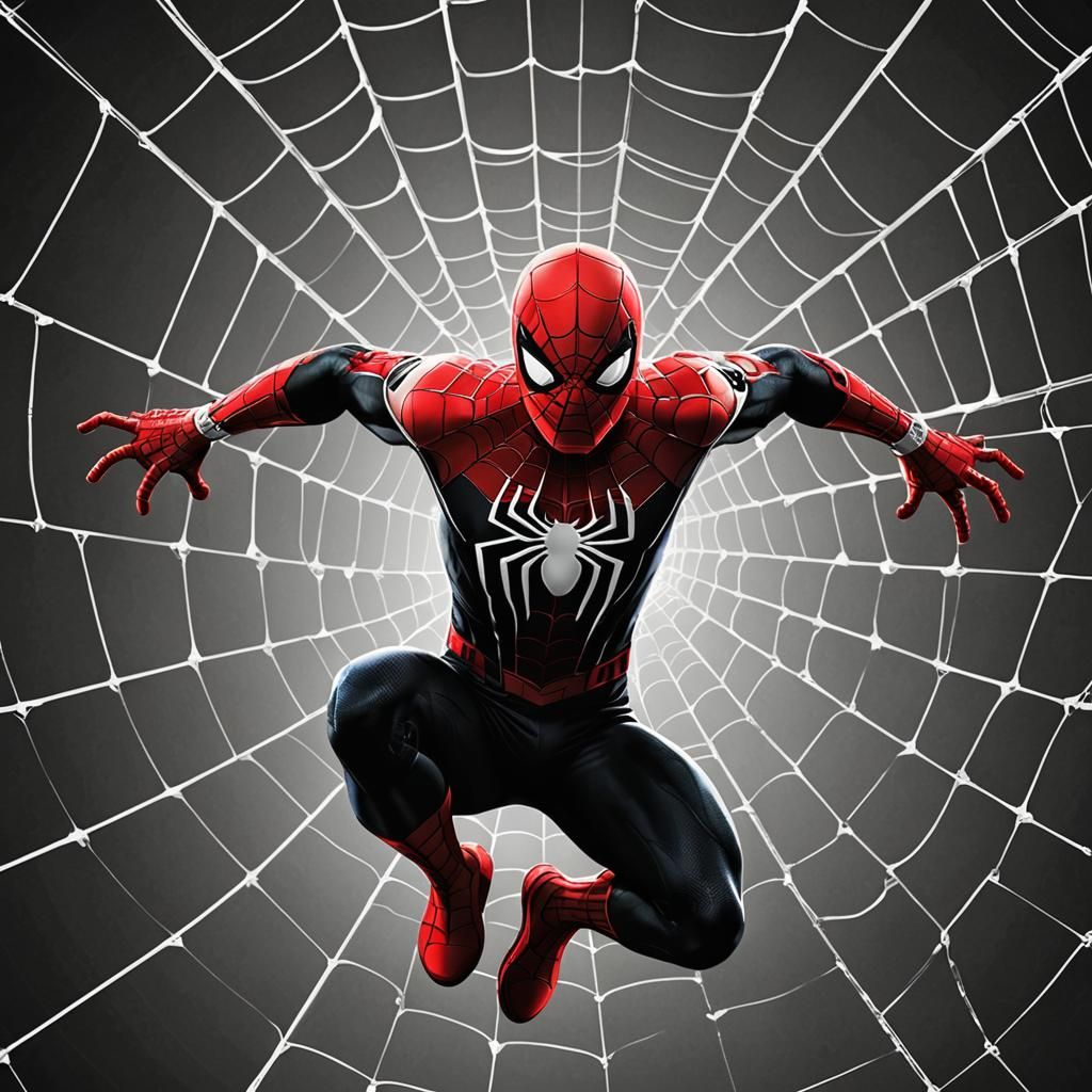 Spider man, web, black, red, white, Excitement