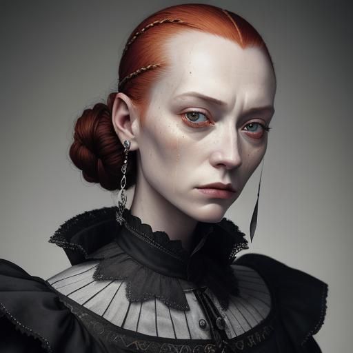 Catherine de' Medici, little girl,  skinny, pale, crying, sc...