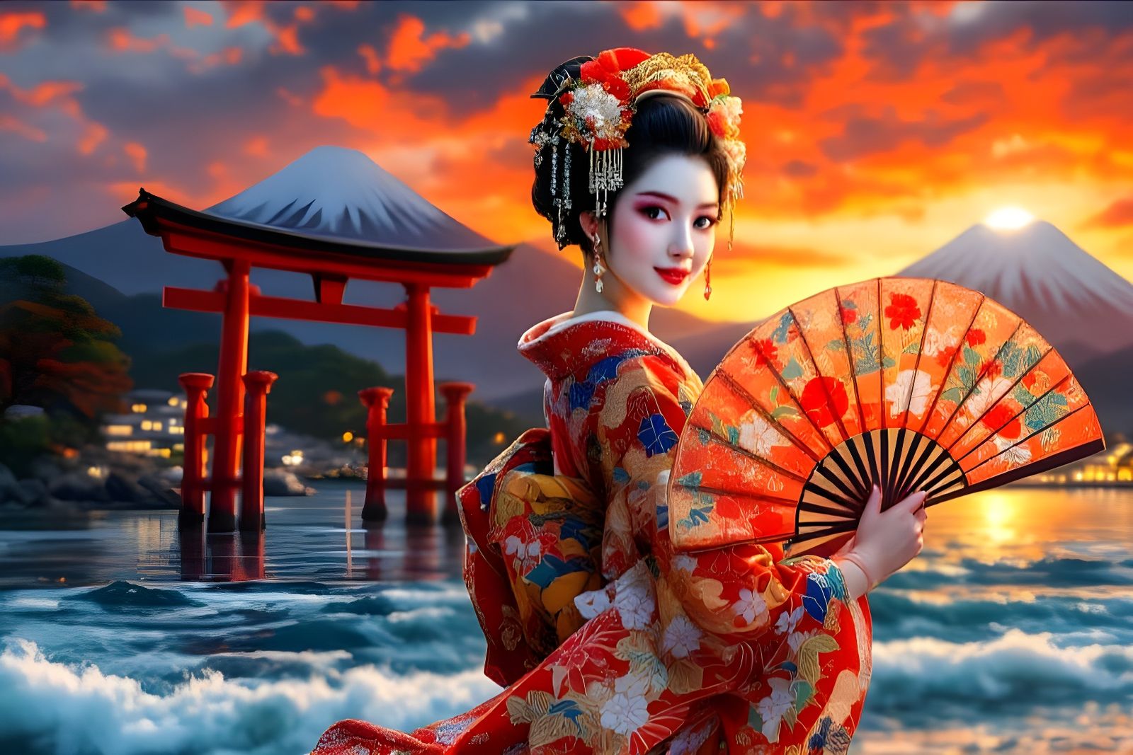 Traditional Nihon Buyo Japanese dance at Itsukushima Shrine  by @Gary Murakami