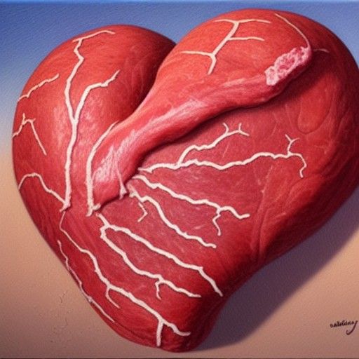 Cartoon heart with real meat and veins