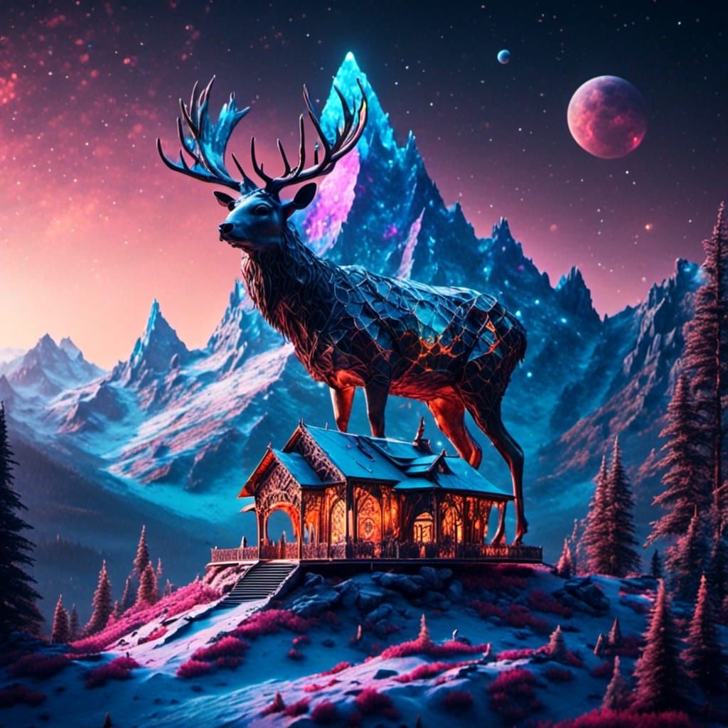 <lora:Woodsplash:1.0> <lora:Night Sparkle:1.0> SNOW MAOUNTAİ...