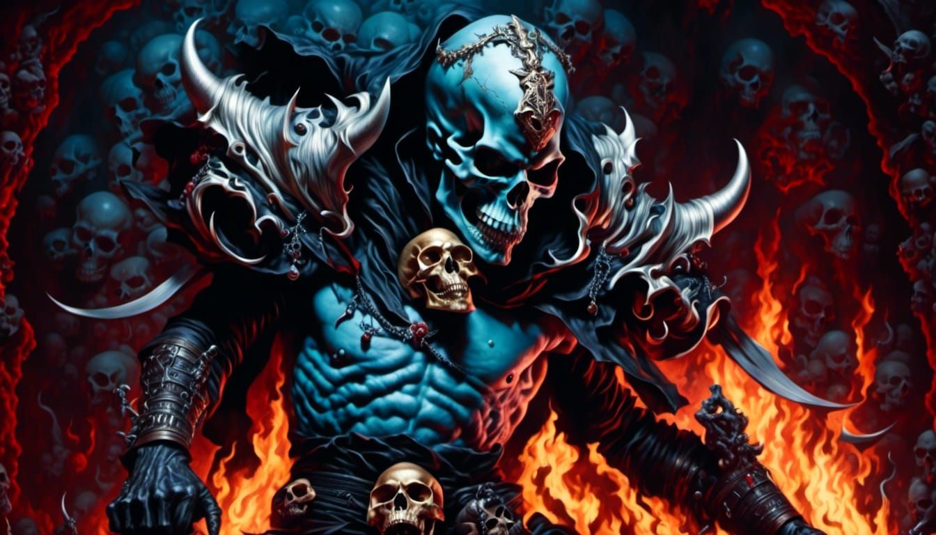 hyperdetailed hyperrealism hyper realistic  demonic skull <lora:Demon skull:1.0> 