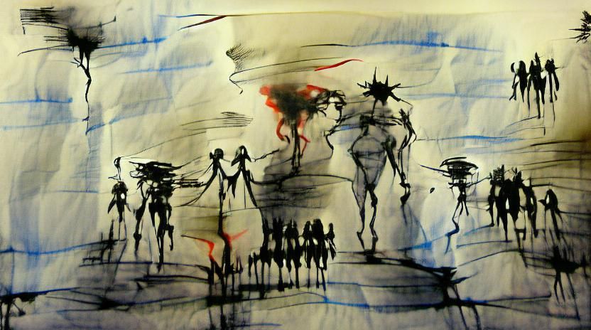 Ink sketch on paper: The fates combine against us, in the lo...