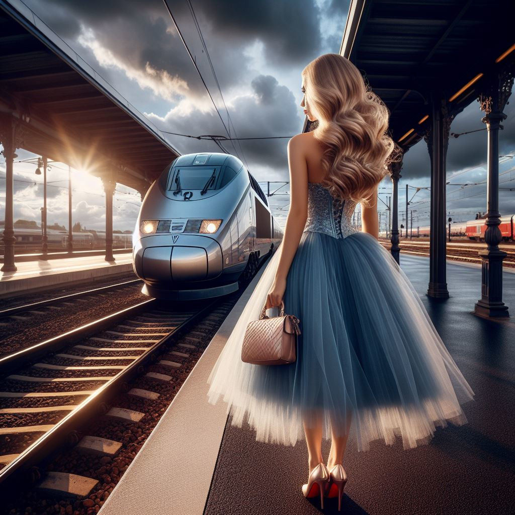 April waiting on the electric train platform