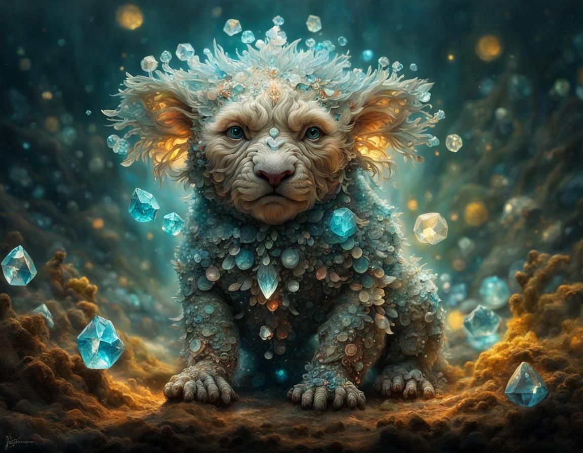 Crystal Elemental Portrait: Digital Art Masterpiece