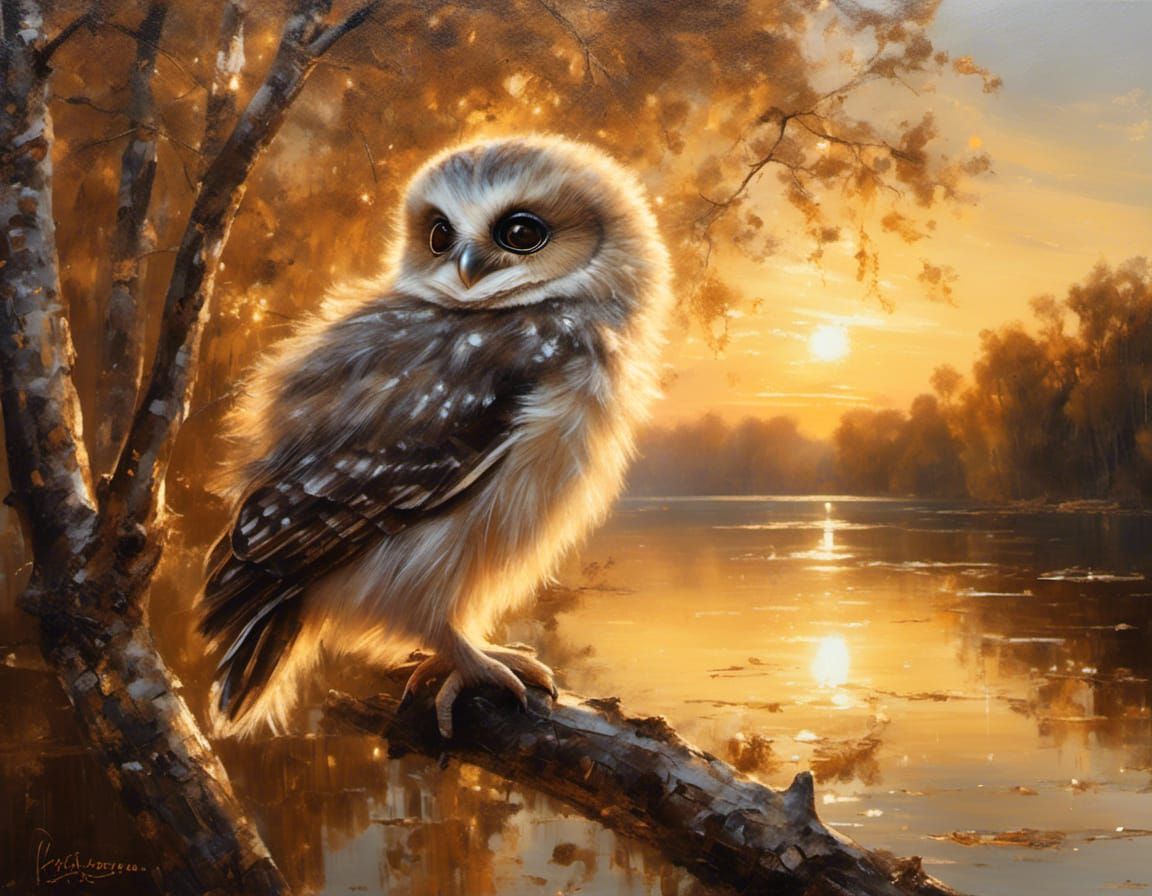 Owlet at sunset