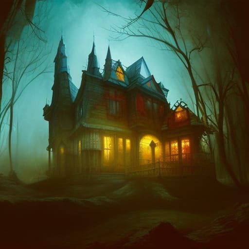 Ghost in a Haunted house ;

triadic colors ; light and shado...