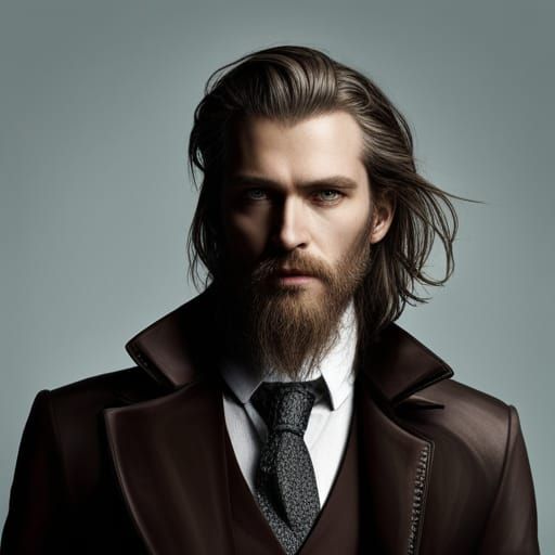 I want a vampire looking like a gentleman with a light brown beard and ...