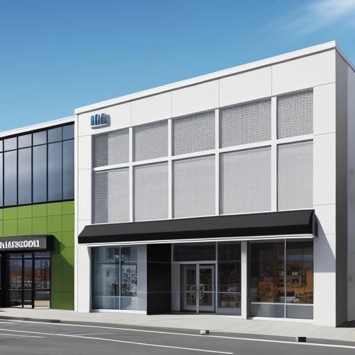 Exterior elevation shot, Small clothing stores mall elevatio...