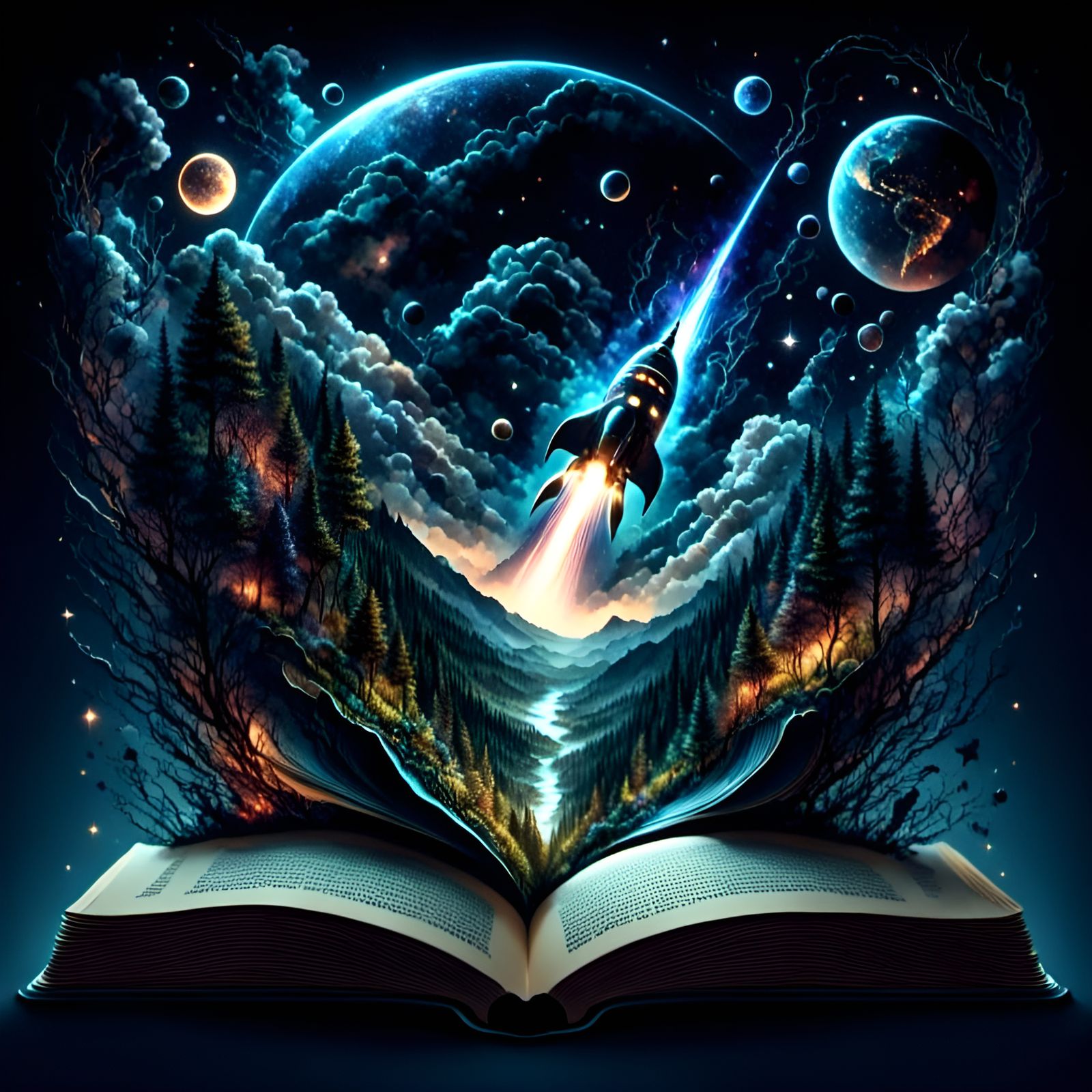 Sci-Fi Spaceships Emerge From Open Book