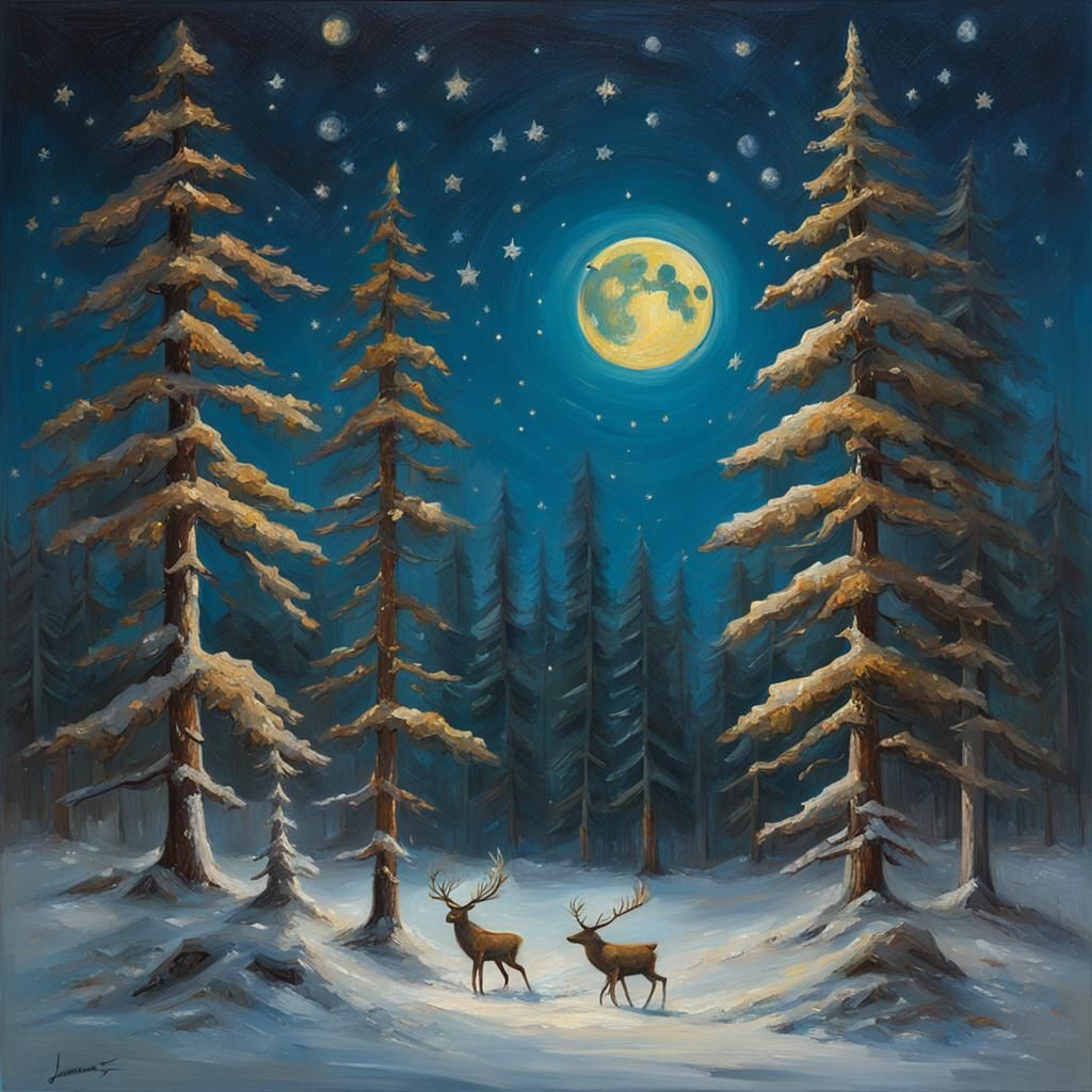 Reindeer In The Snow