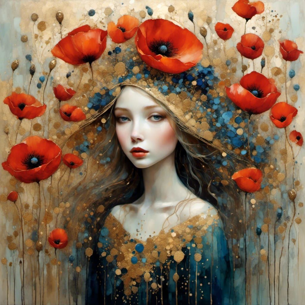 Poppy by Anna Silivonchik<lora:Golden outlines:1.0> golden
