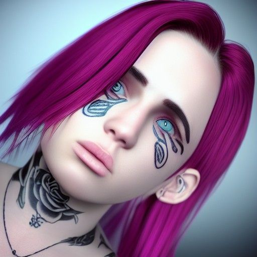 girl, tattoos, colored hair, 8k, unreal engine 5, photo real...