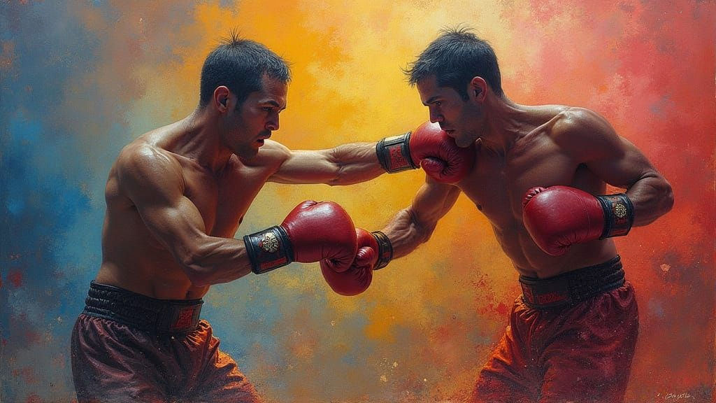 "Boxing Action" by James Gurney Zdzisław Beksiński / colorful/ dynamic