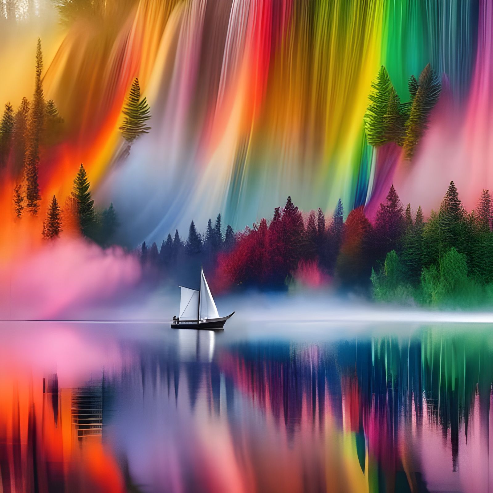 Sailing on rainbow lake  by @David Gotet