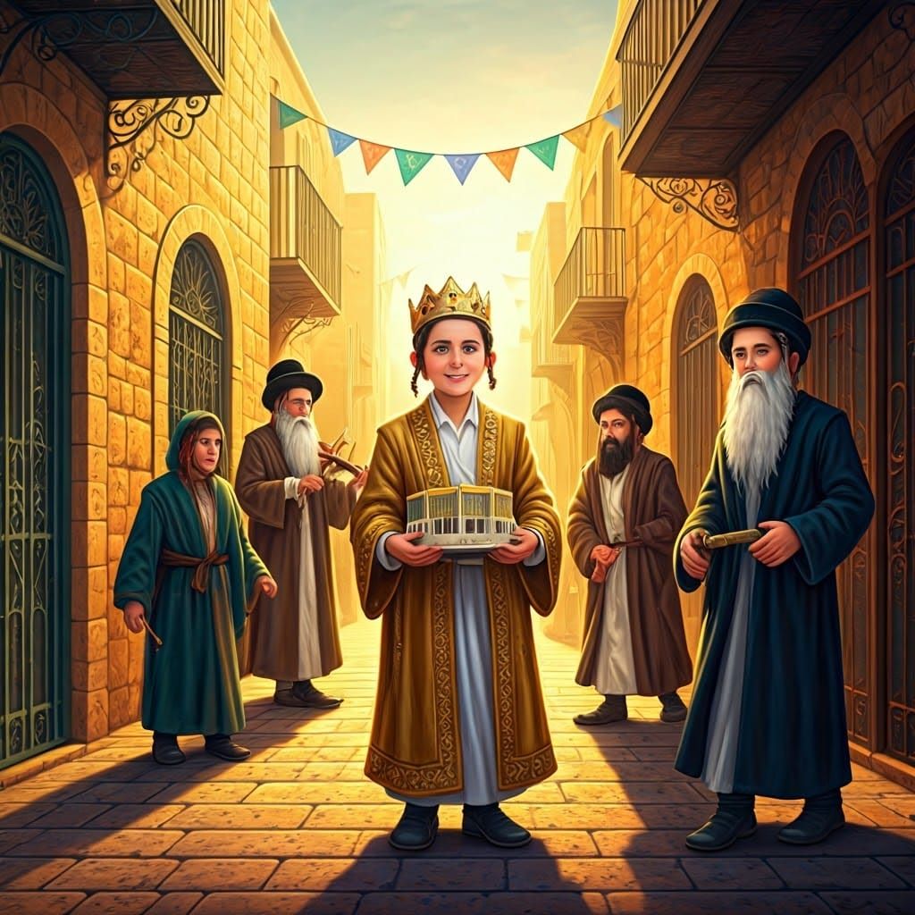 Joyful Purim Celebration in Jerusalem's Golden Light